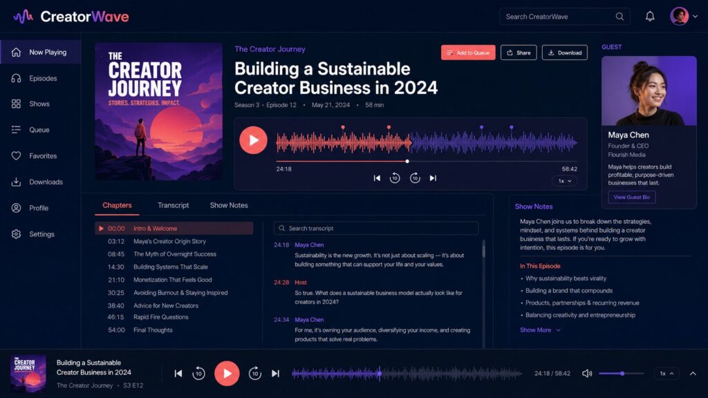 CreatorWave episode player
