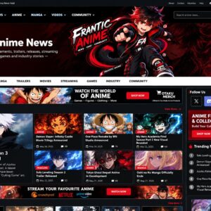 Frantic Anime website design showcase